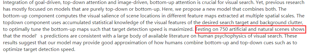 abstract of "An Integrated Model of Top-Down and Bottom-Up Attention for Optimizing Detection Speed"